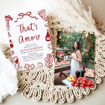that's amore whimsical italian pizza bridal shower invitation