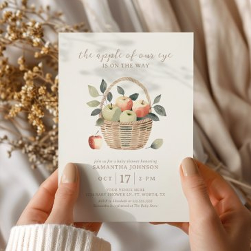 the apple of our eye autumn baby shower invitation
