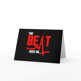 Small The Beat Goes On Heart Surgery Survivor Heartbeat Invitations Front View