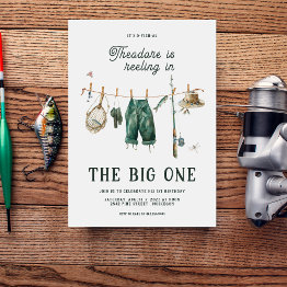 Small The Big One | 1st Birthday Fishing Invitation Front View