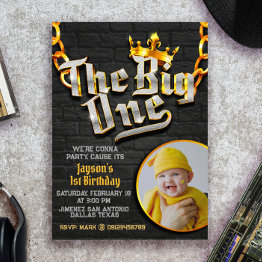 Small The Big One - Hip Hop With Photo Invitation Front View