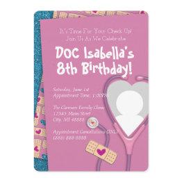 Small The Doc Is In Birthday Invitation Front View