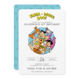 Small The Flintstones Birthday Invitation Front View