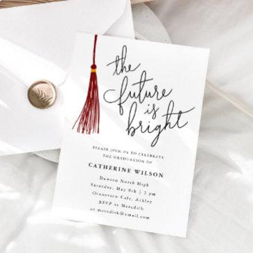 the future is bright maroon graduation party photo invitation