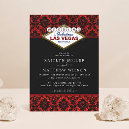 Small The Glitter Damask Las Vegas Wedding Collection Invitation Front View