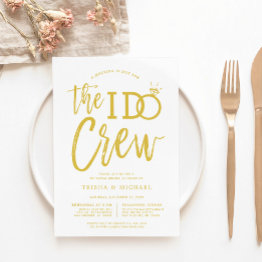 Small The I Do Crew | Rehearsal Dinner Gold+white Invit Invitation Front View