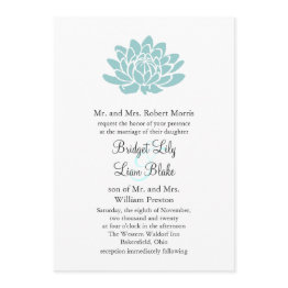 Small The Lotus Flower Wedding Invitation (turquoise) Front View