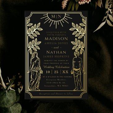 the lovers mystical black gold tarot invitations wedding
