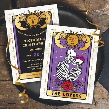 the lovers skeleton couple gothic wedding tarot invitation