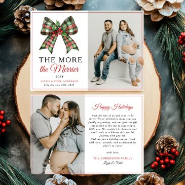 the more the merrier bow christmas photo pregnancy announcement
