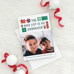 Small The Nice List Christmas Photo Invitations Front View