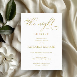 Small The Night Before Gold Foil Simple Rehearsal Dinner Invitation Front View