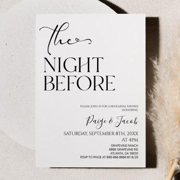 the night before minimal wedding rehearsal dinner invitation