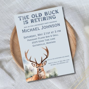 the old buck is retiring rustic hunting retirement invitation