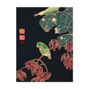 the paroquet colorful bird japanese illustration postinvitations