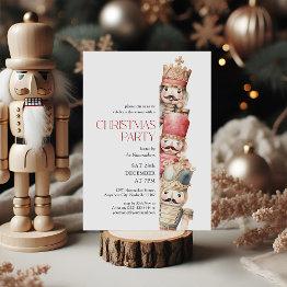 Small The Peeking Nutcrackers Christmas Party Invitation Front View