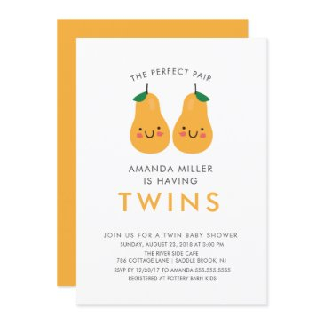 the perfect pair twins baby shower invitation