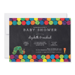 Small The Very Hungry Caterpillar Chalkboard Baby Shower Invitation Front View