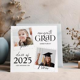 Small Then And Now | 2 Photo Graduation Announcement Front View