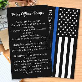 Small Thin Blue Line Police Officer Prayer Bulk Business Invitations Front View