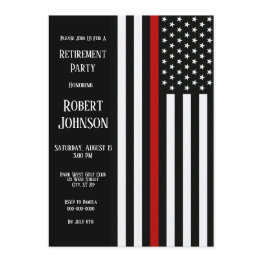 Small Thin Red Line Retirement Invitation Front View