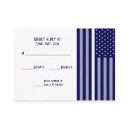 Small Thin White Line Flag Enclosure Invitations Front View
