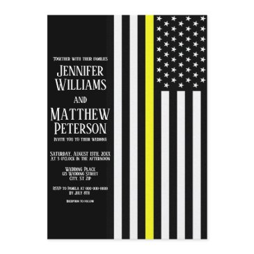 thin yellow line dispatcher flag wedding invitation