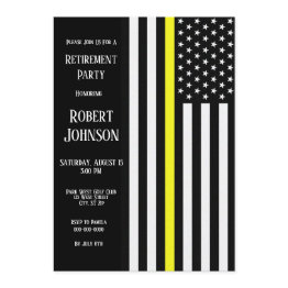 Small Thin Yellow Line Retirement Invitation Front View