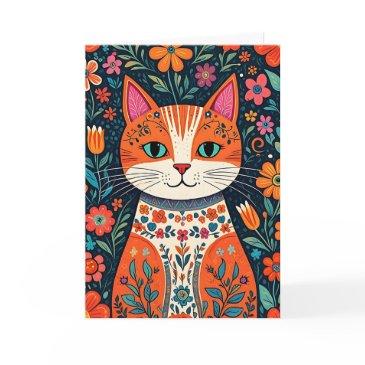 thinking about you friend | folk art cat invitations