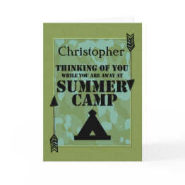 Small Thinking Of You Away At Summer Camp Custom Name Card Front View