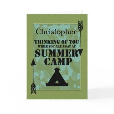 thinking of you away at summer camp custom name card