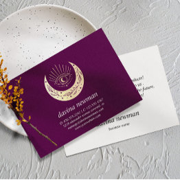 Small Third Eye Gold Moon Customer Thank You Boho Purple Enclosure Invitations Front View