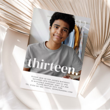 thirteen photo birthday invitation