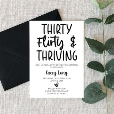 thirty, flirty, & thriving 30th birthday party invitation