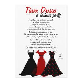 Small Three Dresses Invitation Front View