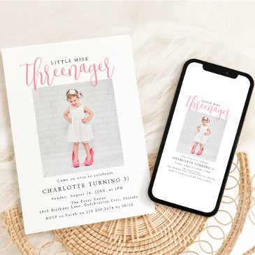 threenager | photo 3rd birthday party invitation