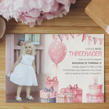 threenager | photo 3rd birthday party invitation