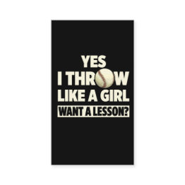 Small Throw Like A Girl Want A Lesson Softball Player Business Invitations Front View