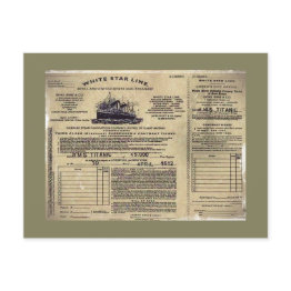 Small Ticket For Rms Titanic 1912 Holiday Postinvitations Front View