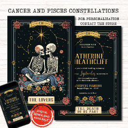 Small Till Death Do Us Part Cancer And Pisces Tarot Invitation Front View