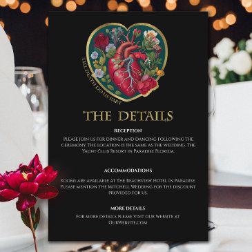 till death do us part goth heart halloween wedding enclosure invitations