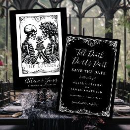 Small Till Death Do Us Part Tarot Monogram Wedding Save The Date Front View