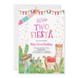 Small Time Two Fiesta Girl Second Birthday Invitation Front View