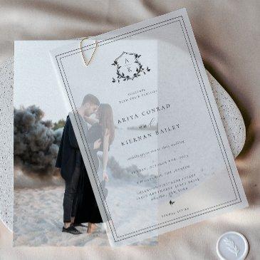 timeless vines monogram wedding vellum invitations