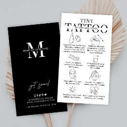 Small Tiny Tattoo Aftercare Instructions Minimalist Logo Business Invitations Front View