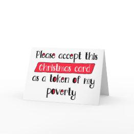 Small Token Of My Poverty, Funny Mom And Dad Christmas Invitations Front View