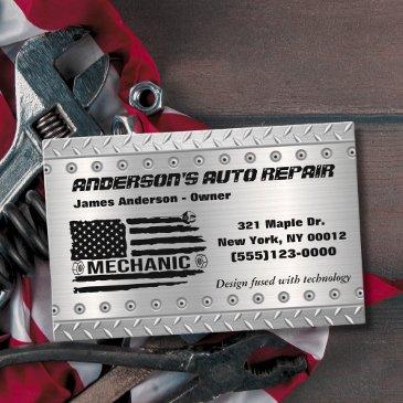 tool american flag metal design car auto repair bu business invitations