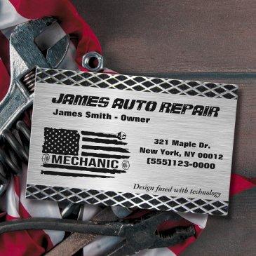 tool american flag metal design car auto repair business invitations
