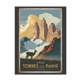 Small Torres Del Paine Chile Illustration Travel Art Postinvitations Front View