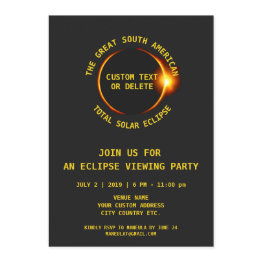 Small Total Solar Eclipse Party 7.2.2019 South America Invitation Front View